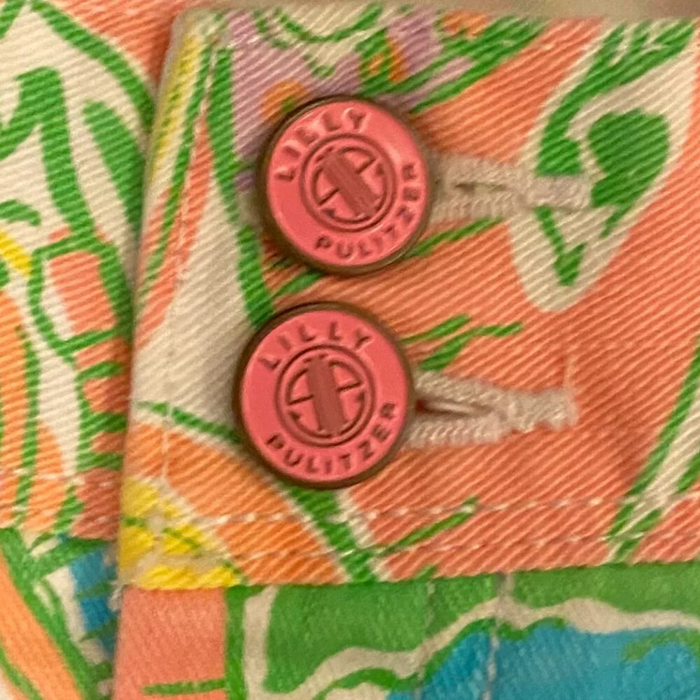 Lilly Pulitzer Clifton Shorts Size 2 Chin Chin Pink Green Paisley Cuffed Monkey - Picture 3 of 6